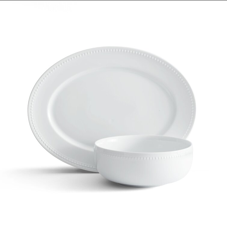 White beaded clearance plates